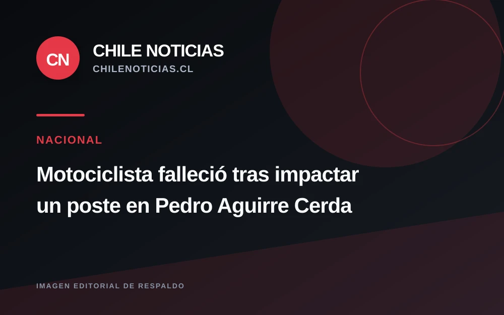 Motociclista de 36 años muere tras chocar contra un poste en Pedro Aguirre Cerda