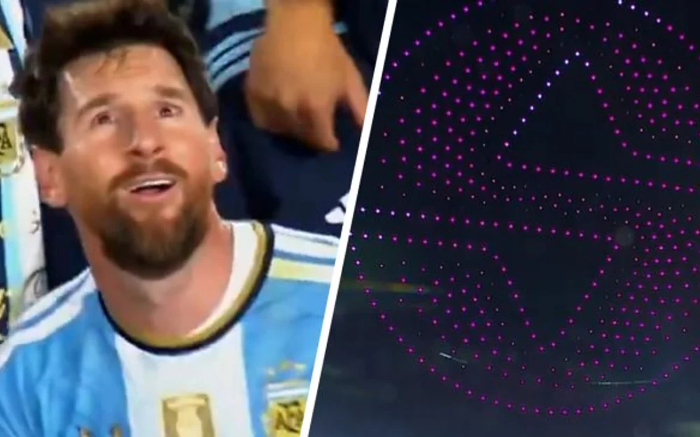 El homenaje a Messi en Buenos Aires terminó con un logo de aseguradora dibujado en el cielo