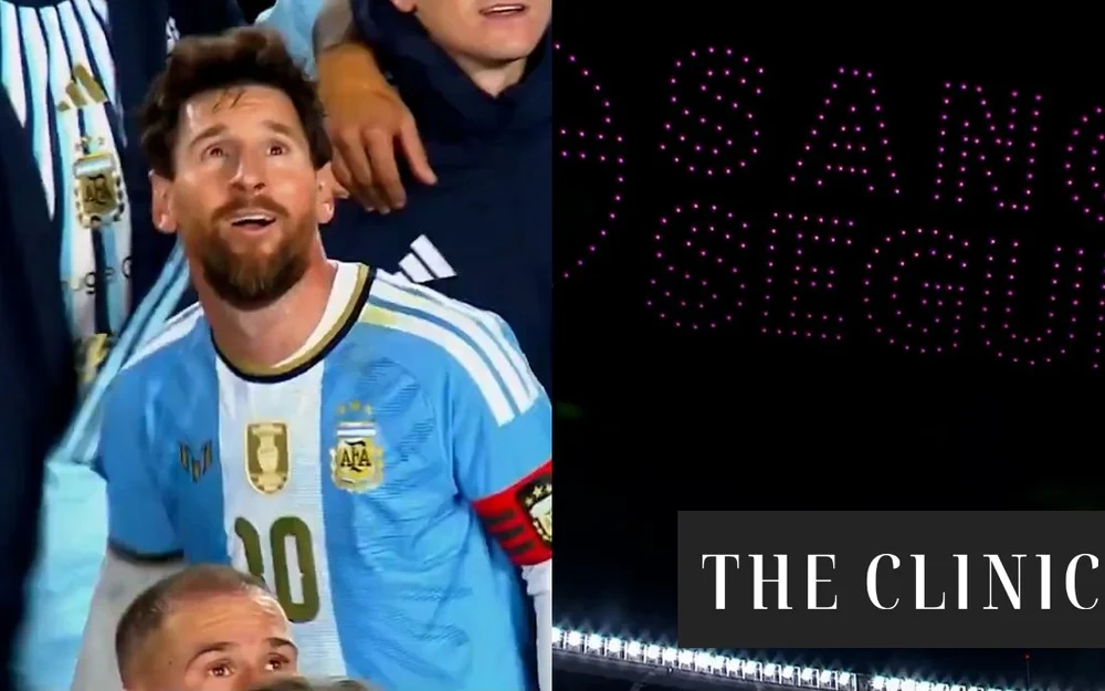 Show de drones en el Monumental terminó como publicidad y no como homenaje a Messi