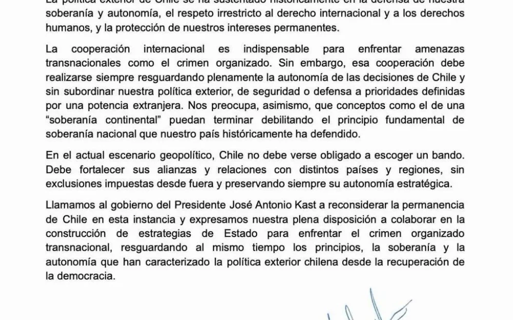 Boric y Bachelet piden reconsiderar la adhesión de Chile al «Escudo de las Américas»